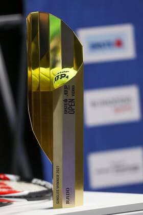 TENNIS - ATP, Tennis Herren Erste Bank Open VIENNA,AUSTRIA,28.SEP.21 - TENNIS - ATP World Tour, Erste Bank Open, preview, press conference, PK, Pressekonferenz Image shows the Erste Bank Open trophy.  GEPAxpictures xPhilippxBrem
