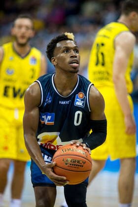 GER, Basketball, EWE Baskets Oldenburg vs Hakro Merlins Crailsheim 25 09 2021, EWE Arena, Oldenburg, GER, easy Credit BBL, EWE Baskets Oldenburg vs Hakro Merlins Crailsheim, pictured shooting free throw T J SHORTS Hakro Merlins Crailsheim 0 nordphotoxRojahn nph00310