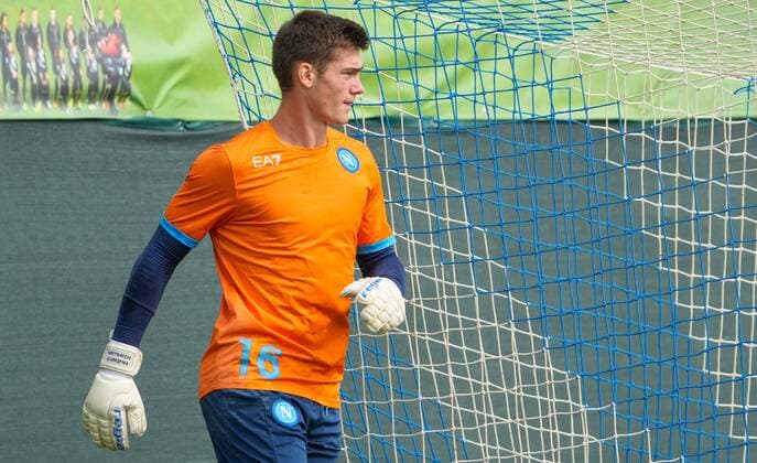 6661683 29.09.2021 Napoli?s goalkeeper Hubert Idasiak attends a training session ahead of the Europa League soccer match against Spartak Moscow, at SSC Napoli Konami Training Center, Italy. Alexander Vilf Sputnik Italy Soccer Europa League Napoli Training  d56a8660ee19afc3
