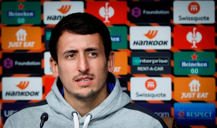 Real Sociedad s player Mikel Oyarzabal attends a press conference, PK, Pressekonferenz on the eve of their UEFA Europa League match against Monaco, in San Sebastian, Spain, 29 September 2021. Press conference of Real Sociedad !ACHTUNG: NUR REDAKTIONELLE NUTZUNG!  Copyright: xJavierxEtxezarretax GRAFCAV9017 20210929-4b62c2258affc1cdd381613949af6fdbb3e7cd6e