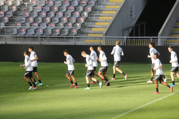FOOTBALL - Players of FC Midtjylland, during a training session before the Europa League match with SC Braga. Estadio Muncipal de Braga, Portugal, 29th September 2021. Photo: IMAGO Pedro Benavente - PUBXNOTXINXPORTUGAL PEDRO BENAVENTE
