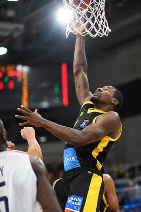 Yorman Polas Bartolo MHP Riesen Ludwigsburg at the basket, GER, Academics Heidelberg vs MHP Riesen Ludwigsburg, 29 09 2021, 2 Matchday easycredit Basketball Bundesliga, Season 2021 2022 GER, Academics Heidelberg vs MHP Riesen Ludwigsburg, 29 09 2021, 2 Matchday easycredit Basketball Bundesliga, Season 2021 2022 Heidelberg Copyright: xEibner MichaelxMemmlerx EP_MMR