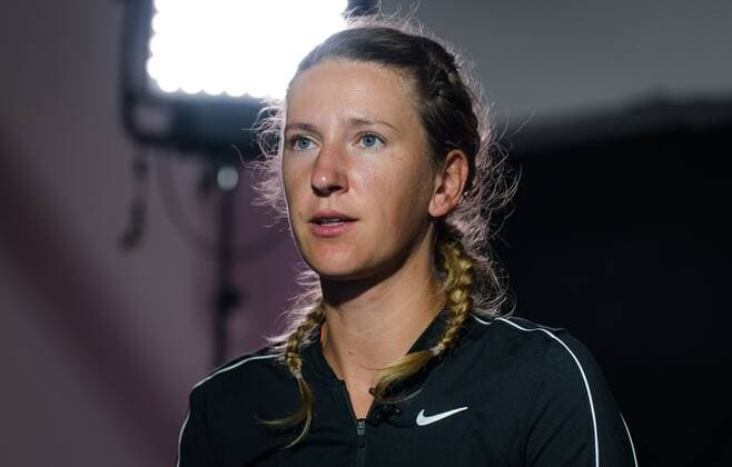 Mandatory Credit: Photo by Rob Prange Shutterstock (12471255es) Victoria Azarenka of Belarus talks to the media after her second round match at the 2021 Chicago Fall Tennis Classic WTA, Tennis Damen 500 tennis tournament Chicago Fall Tennis Classic 2021, Tennis, Chicago, USA - 29 Sep 2021 Chicago Fall Tennis Classic 2021, Tennis, Chicago, USA - 29 Sep 2021  Copyright: xRobxPrange Shutterstockx 12471255es