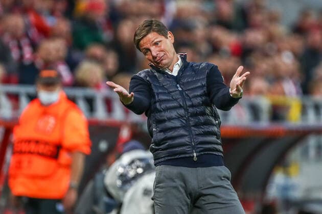 Oliver Glasner Eintracht Frankfurt, head coach dissatisfied, disappointed disappointed, BEL, Royal Antwerp Antwerpen FC vs Eintracht Frankfurt, UEFA Europa League Group D, group stage, season 2021 2022, 30 09 2021, , DFB DFL regulations prohibit any use of photographs as image sequences and or quasi video , BEL, Royal Antwerp Antwerpen FC vs Eintracht Frankfurt, UEFA Europa League Group D, group stage, season 2021 2022, 30 09 2021 Antwerp Copyright: xEibner-Pressefoto GabrielxBoiax EP_GBA