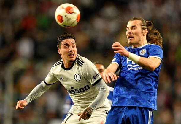 Mandatory Credit: Photo by Maciej Gillert Shutterstock (12516542z) Caglar Soyuncu of Leicester City and Josue of Legia Warsaw in action Legia Warsaw v Leicester City, UEFA Europa League, Group C, Football, Marshall Jozef Pilsudski Municipal Stadium, Warsaw, Poland - 30 Sep 2021 EDITORIAL USE ONLY No use with unauthorised audio, video, data, fixture lists, club league logos or live services. Online in-match use limited to 120 images, no video emulation. No use in betting, games or single club league player publications. Legia Warsaw v Leicester City, UEFA Europa League, Group C, Football, Marshall Jozef Pilsudski Municipal Stadium, Warsaw, Poland - 30 Sep 2021 EDITORIAL USE ONLY No use with unauthorised audio, video, data, fixture lists, club league logos or live services. Online in-match use limited to 120 images, no video emulation. No use in betting, games or single club league player publications. Copyright: xMaciejxGillert Shutterstockx 12516542z