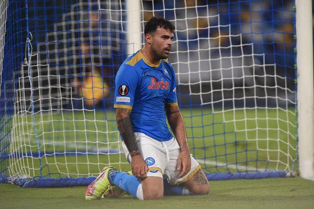 SSC Napoli v FC Spartak Moscow - UEFA Europa League Andrea Petagna of SSC Napoli looks Dejected during the UEFA Europa League Group C match between SSC Napoli and FC Spartak Moscow at Stadio Diego Armando Maradona Naples Italy on 30 September 2021. Naples Naples Italy romano-sscnapol210930_npJ7i  Copyright: xFrancoxRomanox