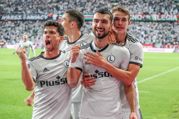 WARSZAWA 30.09.2021 Liga Europy - Legia Warszawa - Leicester City UEFA EUROPA LEAGUE - LEGIA WARSAW vs LEICESTER CITY Andre Martins Bartosz Slisz Mahir Emreli Maik Nawrocki Radosc fot. Marcin Szymczyk Fotopyk NEWSPIX.PL --- Newspix.pl  210930MSZ012