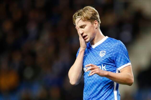 GENK, BELGIUM - SEPTEMBER 30 : Kristian Thorstvedt midfielder of KRC Genk during the UEFA Europa League Group stage H match between KRC Genk and Dinamo Zagreb on September 30, 2021 in Genk, Belgium, 30 09 2021 ( KRC Genk v Dinamo Zagreb - UEFA Europa League PhotoNews Panoramic 