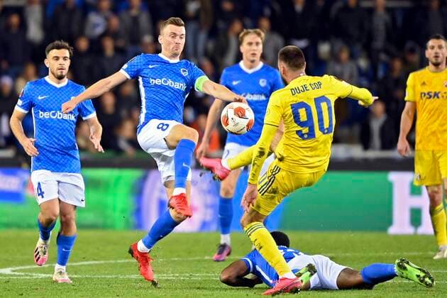 GENK, BELGIUM - SEPTEMBER 30 : Duje Cop forward of Dinamo Zagreb during the UEFA Europa League Group stage H match between KRC Genk and Dinamo Zagreb on September 30, 2021 in Genk, Belgium, 30 09 2021 ( KRC Genk v Dinamo Zagreb - UEFA Europa League PhotoNews Panoramic 