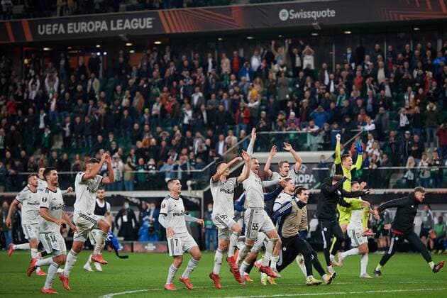 2021.09.30, Warszawa Pilka nozna, UEFA Liga Europy Sezon 2021 2022 Mecz Grupy C Legia Warszawa - Leicester City FC N z Lirim Kastrati, Bartosz Slisz, Artur Jedrzejczyk, Cezary Miszta Foto Rafal Oleksiewicz PressFocus 2021.09.30, Football, UEFA Europa League Season 2021 2022 Group C Match Legia Warszawa - Leicester City FC Lirim Kastrati, Bartosz Slisz, Artur Jedrzejczyk, Cezary Miszta Credit Rafal Oleksiewicz PressFocus NEWSPIX.PL --- Newspix.pl 20210930PF_RO5545