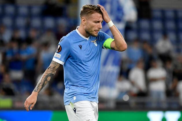 Ciro Immobile of SS Lazio reacts during the Europa League group stage football match between SS Lazio and Lokomotiv Moskva at Olimpico stadium in Rome (Italy), September 30th, 2021. Photo Antonietta Baldassarre Insidefoto antoniettaxbaldassarre
