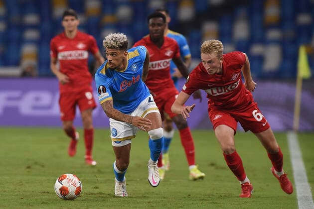 SSC Napoli v FC Spartak Moscow - UEFA Europa League Kevin Malcit of SSC Napoli during the UEFA Europa League Group C match between SSC Napoli and FC Spartak Moscow at Stadio Diego Armando Maradona Naples Italy on 30 September 2021. Naples Naples Italy romano-sscnapol210930_npTsB  Copyright: xFrancoxRomanox