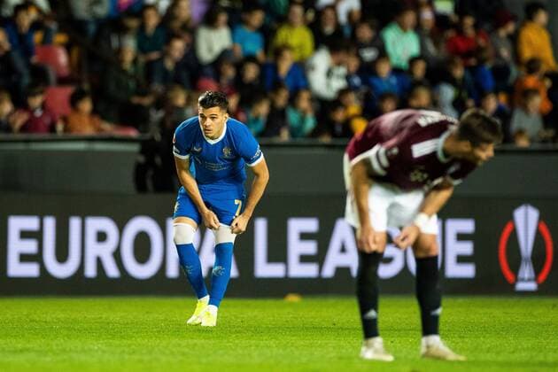 Mandatory Credit: Photo by Kirk O Rourke Rangers FC Shutterstock (12516385hn) Ianis Hagi of Rangers during the Europa League match at the Generali Ceská Pojistovna Arena, Prague. Sparta Prague v Rangers, UEFA Europa League Group A, Football, Generali Arena, Prague, Czech Republic - 30 Sep 2021 Sparta Prague v Rangers, UEFA Europa League Group A, Football, Generali Arena, Prague, Czech Republic - 30 Sep 2021 Copyright: xKirkxO Rourke RangersxFC Shutterstockx 12516385hn