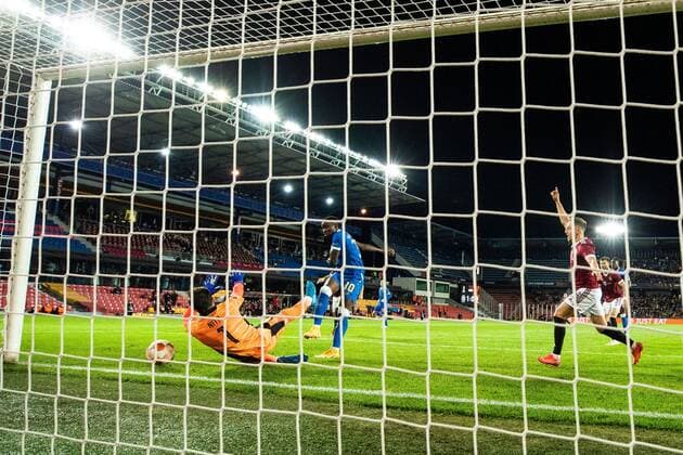 Mandatory Credit: Photo by Kirk O Rourke Rangers FC Shutterstock (12516385ho) Fashion Sakala Jnr of Rangers scores but is later called offside during the Europa League match at the Generali Ceská Pojistovna Arena, Prague. Sparta Prague v Rangers, UEFA Europa League Group A, Football, Generali Arena, Prague, Czech Republic - 30 Sep 2021 Sparta Prague v Rangers, UEFA Europa League Group A, Football, Generali Arena, Prague, Czech Republic - 30 Sep 2021 Copyright: xKirkxO Rourke RangersxFC Shutterstockx 12516385ho
