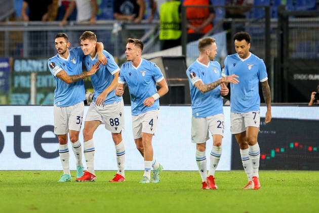 UEFA Europa League ( SS Lazio vs Lokomotiv Moskva - 20210930 ) ROME, ITALY, SEP 30: Toma Basic of SS Lazio celebrates aftre scoring the opening goal during the UEFA Europa League group E match between SS Lazio and Lokomotiv Moskva at Olimpico Stadium on September 30, 2021 in Rome, Italy. SS Lazio won the match 2-0. Rome Olympic Stadium Italy 6995_247769 Copyright: xGiampieroxSposito PentaxPressx