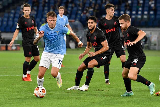 Italy: S.S. Lazio vs Lokomotiv Moskva 2-0 Ciro Immobile of SS LAZIO in action during the UEFA Europa League group E match between Lazio Roma Lokomotiv Moskva at Stadio Olimpico on September 30, 2021 in Rome, Italy. Rome Italy Copyright: DomenicoxCippitelli