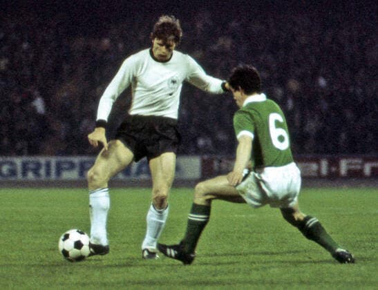 Football FIFA international match 27 04 1977, football, FIFA, international match, DFB Germany Northern Ireland 5 0 v l Peter Nogly Germany , Hamilton Northern Ireland