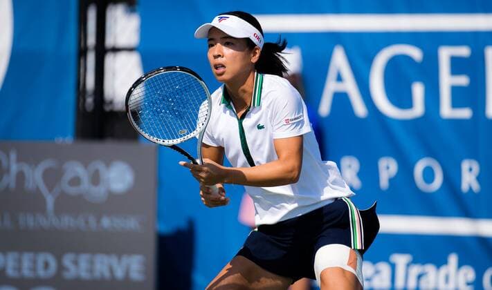 Mandatory Credit: Photo by Rob Prange Shutterstock (12471259ah) Mai Hontama of Japan in action during the quarter-final of the 2021 Chicago Fall Tennis Classic WTA, Tennis Damen 500 tennis tournament Chicago Fall Tennis Classic 2021, Tennis, Chicago, USA - 01 Oct 2021 Chicago Fall Tennis Classic 2021, Tennis, Chicago, USA - 01 Oct 2021  Copyright: xRobxPrange Shutterstockx 12471259ah