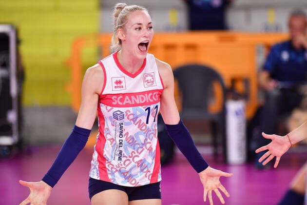 October 1, 2021, Scandicci, Italy: Scandicci, Italy, PalaRialdoli, October 01, 2021, Happiness of Louisa Lippmann (Savino Del Bene Scandicci) during Citta di Scandicci trophy - Savino Del Bene Scandicci vs Acqua & Sapone Roma Volley Club - Volleyball Test Match Volleyball Test Match - Citta di Scandicci trophy - Savino Del Bene Scandicci vs Acqua & Sapone Roma Volley Club, Scandicci, Italy - ZUMAl164 20211001_zsa_l164_042 Copyright: xLisaxGuglielmix