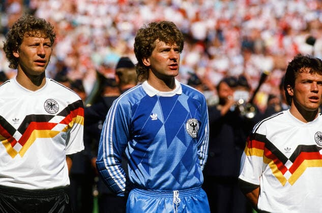 14 06 88 Germany Denmark Germany, Gelsenkirchen, 14 06 1988, Football, UEFA European Championship 1988 in Germany, Germany Denmark 2 0 v l Guido Buchwald, Eike Immel, Lothar Matthäus all Germany