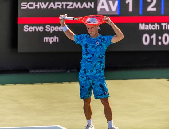 October 1, 2021, San Diego, California, USA: DIEGO SCHWARTZMAN of Argentina reacts to a bad play while competing against Andrey Rublev of Russia at the San Diego Open tennis tournament. San Diego USA - ZUMAb202 20211001_znp_b202_010 Copyright: xDavidxBarakx