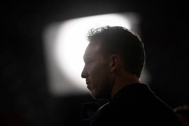29 09 2021, Football UEFA Championsleague 2021 2022 preliminary round, matchday 2, FC Bayern Munich Dynamo Kiev, at Allianz Arena Munich coach Julian Nagelsmann FC Bayern Munich backlit by TV spotlights.