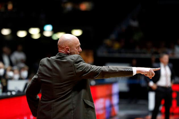 02 10 2021, easyCredit Basketball Bundesliga, Magentasport BBL Cup, 2020 2021 season, men, Chemnitz Niners Ratiopharm Ulm Rodrigo Pastore head coach , Niners Chemnitz Chemnitz Fair Chemnitz Saxony Germany