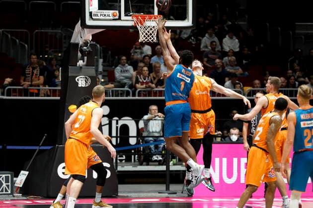 02 10 2021, easyCredit Basketball Bundesliga, Magentasport BBL Cup, 2020 2021 season, men, Chemnitz Niners Ratiopharm Ulm Cristiano Felicio, Ratiopharm Ulm Chemnitz Fair Chemnitz Saxony Germany