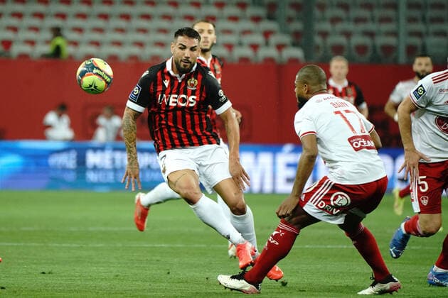Andy Delort (OGC Nice) FOOTBALL : OGC Nice vs Brest - Ligue 1 Uber Eats - Nice - 02 10 2021 NorbertScanella Panoramic 