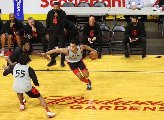 October 2, 2021, London, on, Canada: Toronto Raptors Scottie Barnes dribbles during a NBA, Basketball Herren, USA team scrimmage in London, Ont., Saturday, Oct. 2, 2021. Canada News - October 2, 2021 - ZUMAc35_ 20211002_zaf_c35_080 Copyright: xNicolexOsbornex