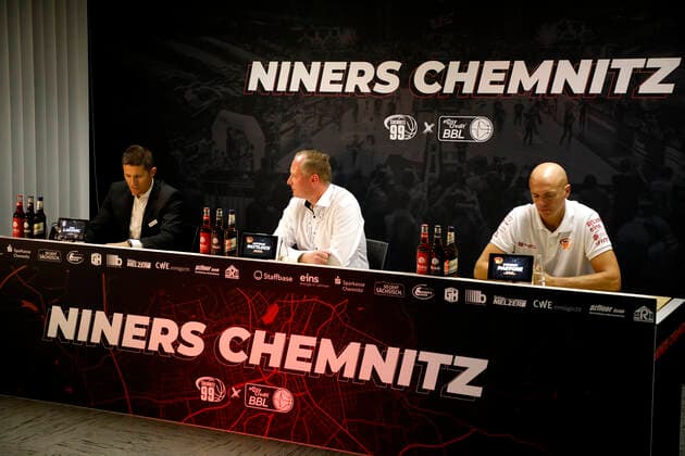 02 10 2021, easyCredit Basketball Bundesliga, Magentasport BBL Cup, 2020 2021 season, Men, Chemnitz Niners Ratiopharm Ulm press conference with Jaka Lakovic head coach , Ratiopharm Ulm, Rodrigo Pastore head coach , Niners Chemnitz Chemnitz Fair Chemnitz Saxony Germany