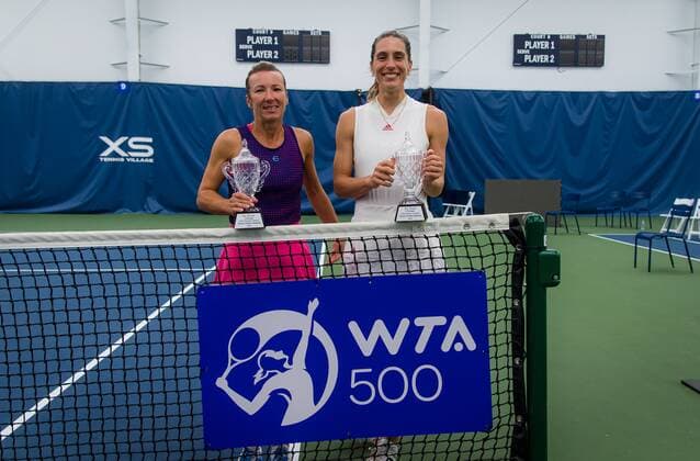 Mandatory Credit: Photo by Rob Prange Shutterstock (12471262af) Andrea Petkovic of Germany & Kveta Peschke of the Czech Republic with their trophies after winning the doubles final of the 2021 Chicago Fall Tennis Classic WTA, Tennis Damen 500 tennis tournament Chicago Fall Tennis Classic 2021, Tennis, Chicago, USA - 03 Oct 2021 Chicago Fall Tennis Classic 2021, Tennis, Chicago, USA - 03 Oct 2021  Copyright: xRobxPrange Shutterstockx 12471262af