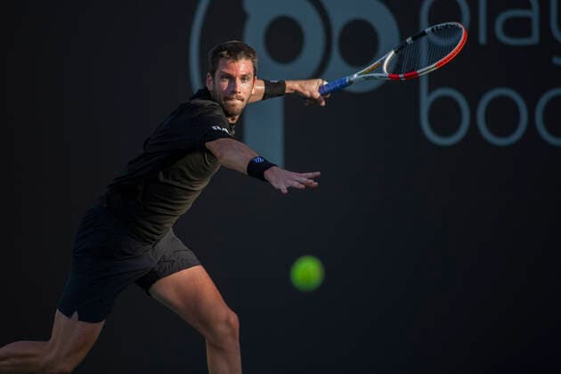 October 3, 2021, San Diego, California, USA: CAMERON NORRIE of Great Britain returns the ball to opponent Casper Ruud of Norway during the final singles match of the San Diego Open tennis tournament. Ruud won the match, 6-0, 6-2. San Diego USA - ZUMAb202 20211003_znp_b202_007 Copyright: xDavidxBarakx