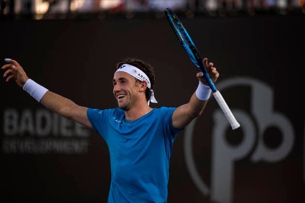 October 3, 2021, San Diego, California, USA: CASPER RUUD of Norway reacts to winning the final singles match against opponent Cameron Norrie of Great Britain during the San Diego Open tennis tournament. Ruud won the match, 6-0, 6-2. San Diego USA - ZUMAb202 20211003_znp_b202_008 Copyright: xDavidxBarakx