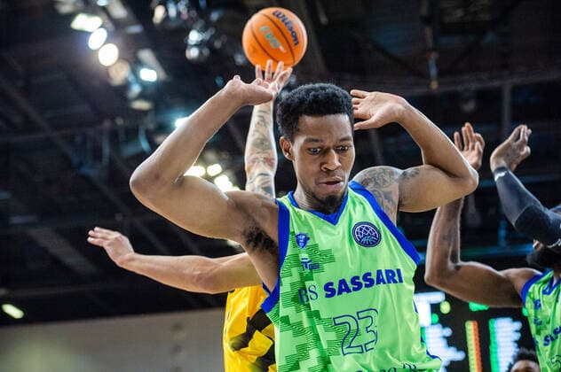 Tyus Battle Dinamo Sassari 23 at the BCL game MHP RIESEN Ludwigsburg Dinamo Sassari on 05 10 2021 in Ludwigsburg MHPArena Germany Ludwigsburg 05 10 21 Basketball , 05 10 2021, Ludwigsburg Germany xpxsdx