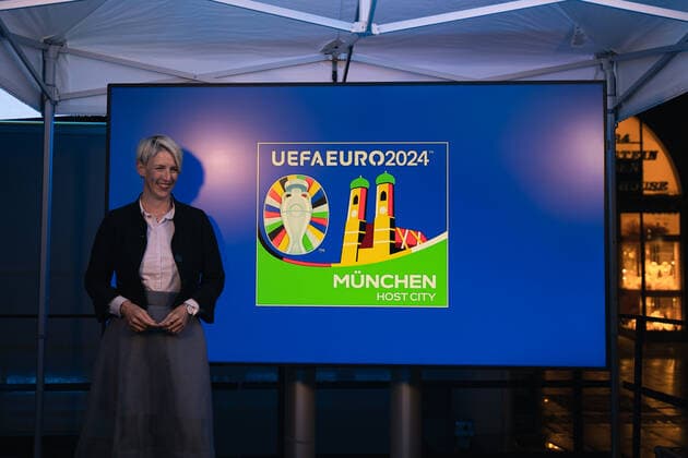 Präsentation des EM Host City Logo der Stadt München München Bayern Deutschland Copyright: xMaxxLudwigx-xmufkinnphotosx