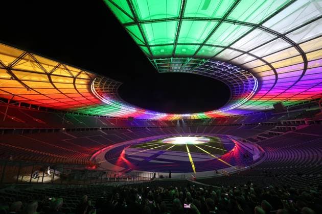 UEFA EURO 2024 Brand Launch BERLIN, GERMANY OCTOBER 05 A general view during the UEFA EURO 2024 Logo and Brand Launch at Olympiastadion on October 05, 2021 in Berlin, Germany Photo by Alexander Hassenstein Getty Images for DFB Berlin Olympiastadion Berlin Germany Poolfoto Getty Images for DFB ,EDITORIAL USE ONLY