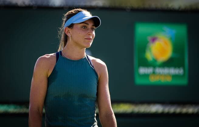 Mandatory Credit: Photo by Rob Prange Shutterstock (12525398bx) Paula Badosa of Spain during practice ahead of the 2021 BNP Paribas Open WTA, Tennis Damen 1000 tennis tournament 2021 BNP Paribas Open Day 2 - 05 Oct 2021 2021 BNP Paribas Open Day 2 - 05 Oct 2021  Copyright: xRobxPrange Shutterstockx 12525398bx