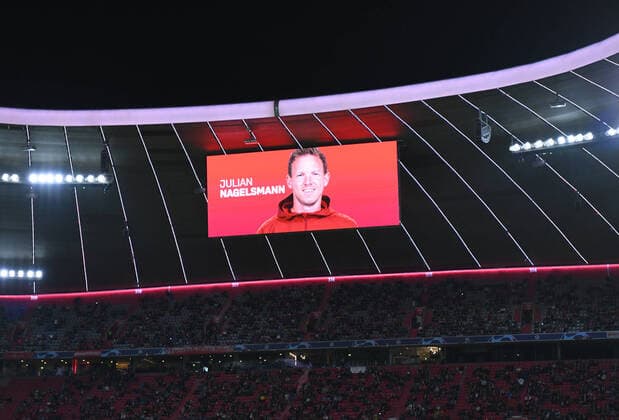 FOOTBALL CHAMPIONS LEAGUE SEASON 2021 2022 Preliminary Round Group E FC Bayern Muenchen Dynamo Kiev 29 09 2021 Decorative picture scoreboard at Allianz Arena, coach Julian Nagelsmann
