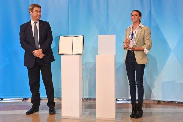Ricarda FUNK Canoe Slalom Olympic ChampionTokyo 2020 , Markus SOEDER State Premier of Bavaria and CSU Chairman Bavarian Sports Award 2021 on 06 10 2021
