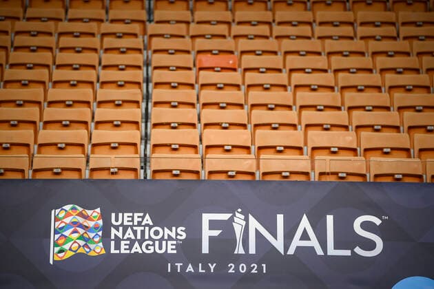 Photo LaPresse - Fabio Ferrari October, 06 2021 Florence, Italy soccer Italy vs Spain - San Siro Stadium of Milan. In the pic: Nations League banner  Copyright: xFabioxFerrari LaPressex