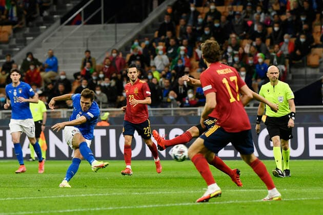 Photo LaPresse - Fabio Ferrari October, 06 2021 Milan, Italy soccer Italy vs Spain - Semi-final Nations League - San Siro Stadium of Milan. In the pic:Federico Chiesa (Italy)  Copyright: xFabioxFerrari LaPressex
