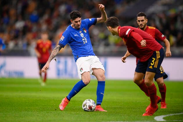 Photo LaPresse - Fabio Ferrari October, 06 2021 Milan, Italy soccer Italy vs Spain - Semi-final Nations League - San Siro Stadium of Milan. In the pic:Alessandro Bastoni (Italy)  Copyright: xFabioxFerrari LaPressex