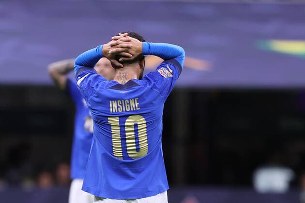 October 6, 2021, Milan, Italy: Lorenzo Insigne of Italy reacts during the UEFA Nations League Finals 2021 semi-final football match between Italy and Spain at Giuseppe Meazza Stadium, Milan, Italy on October 06, 2021 football UEFA Nations League match - Semifinals 2021 - Italy vs Spain, Milan, Italy  - ZUMAl164 20211006_zsa_l164_053 Copyright: xFabrizioxCarabellix