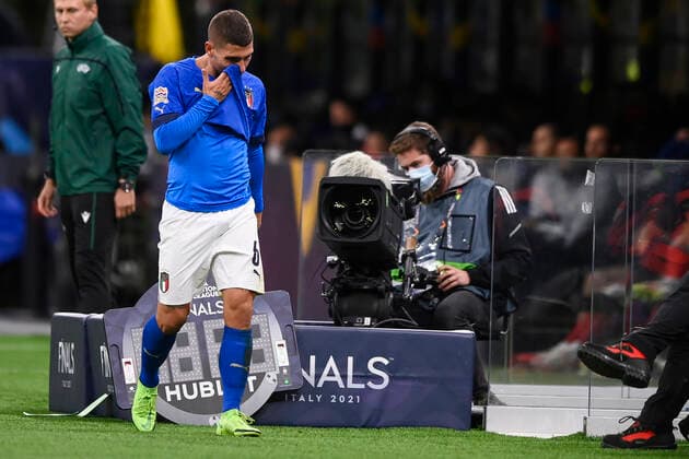 Photo LaPresse - Fabio Ferrari October, 06 2021 Milan, Italy soccer Italy vs Spain - Semi-final Nations League - San Siro Stadium of Milan. In the pic:Marco Verratti (Italy)  Copyright: xFabioxFerrari LaPressex