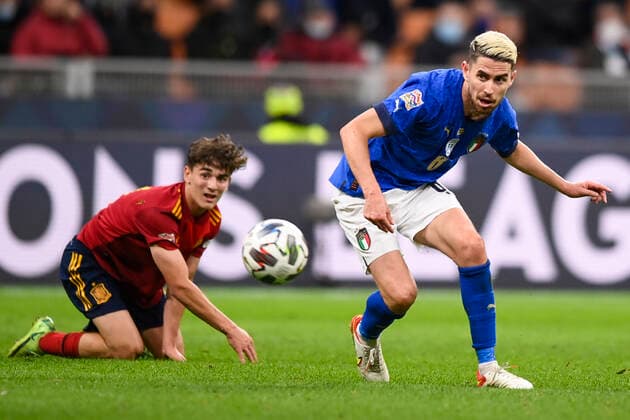 Photo LaPresse - Fabio Ferrari October, 06 2021 Milan, Italy soccer Italy vs Spain - Semi-final Nations League - San Siro Stadium of Milan. In the pic:Frello Jorge Luiz Jorginho (Italy)  Copyright: xFabioxFerrari LaPressex