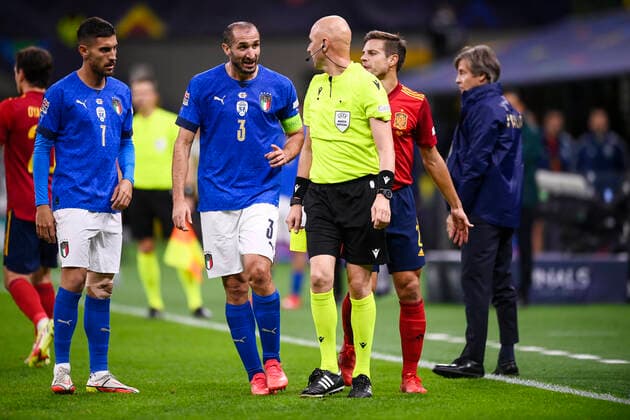Photo LaPresse - Fabio Ferrari October, 06 2021 Milan, Italy soccer Italy vs Spain - Semi-final Nations League - San Siro Stadium of Milan. In the pic:Giorgio Chiellini (Italy)  Copyright: xFabioxFerrari LaPressex