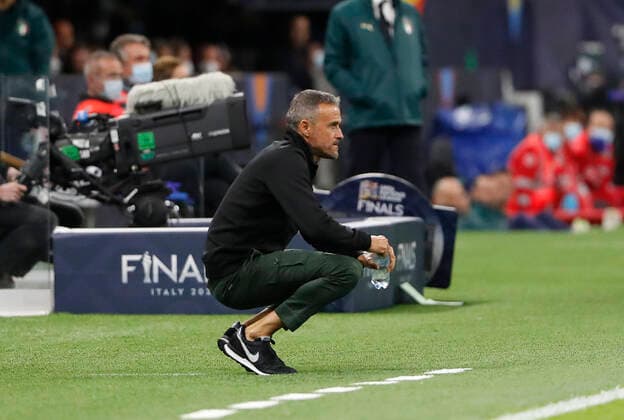 Semifinal de la UEFA Nations League entre Italia y Espana. En la imagen, Rubiales, Luis Enrique. UEFA Nations League semifinal between Italy and Spain. In this picture, Luis Enrique. 