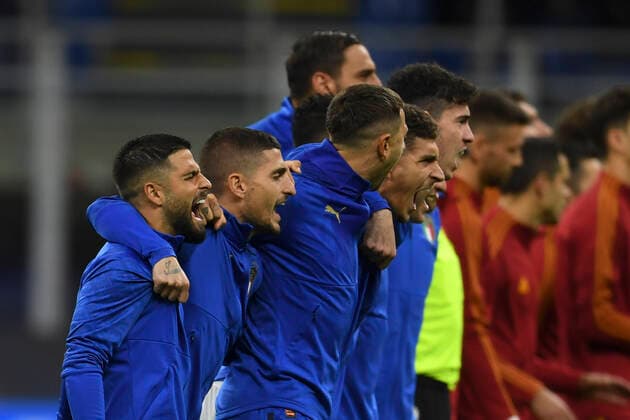 Team (Italy) during the Uefa Nations League 2020-2021 match between Italy 1-2 Spain at Giuseppe Meazza Stadium on October 6, 2021 in Milano, Italy. Noxthirdxpartyxsales  (171342979)