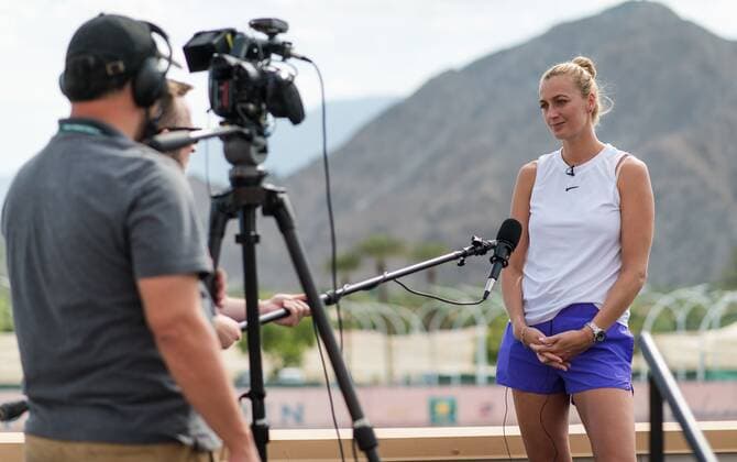 Mandatory Credit: Photo by Rob Prange Shutterstock (12524558bd) Petra Kvitova of the Czech Republic talks to the media ahead of the 2021 BNP Paribas Open WTA, Tennis Damen 1000 tennis tournament BNP Paribas Open, Tennis, Day 1, Indian Wells Tennis Garden, California, USA - 06 Oct 2021 BNP Paribas Open, Tennis, Day 1, Indian Wells Tennis Garden, California, USA - 06 Oct 2021 Copyright: xRobxPrange Shutterstockx 12524558bd